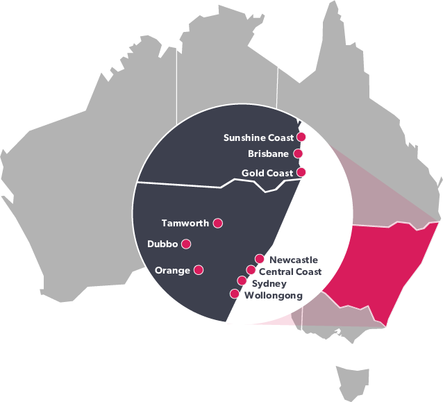 Regional reach map for New South Wales