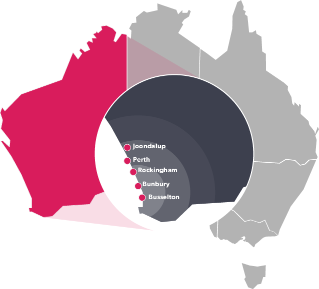 Regional reach map for Western Australia